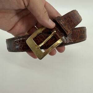 Maus Hoffman Crocodile Belt Men’s Size 36 Brown Leather Gold Hardware